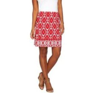 Susan Graver Pull On SKORT - RED/WHITE - Sz L